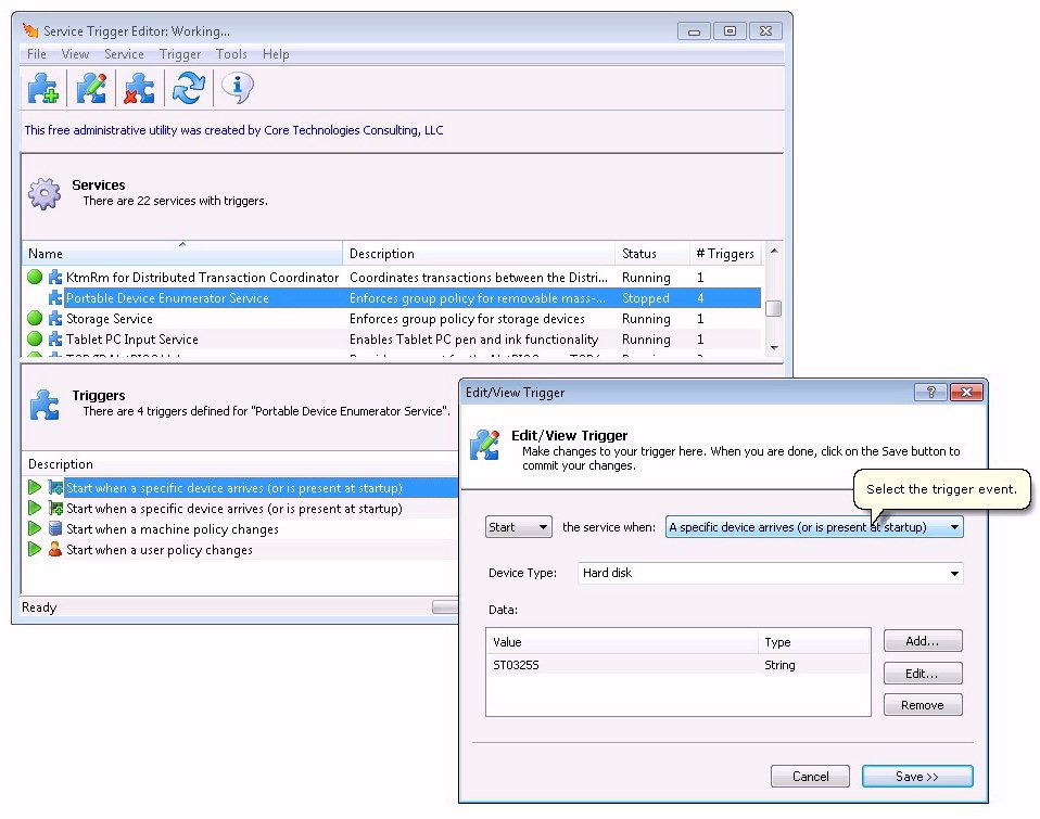 A free utility to manage Service Triggers on Windows 10/2016/8/2012/7