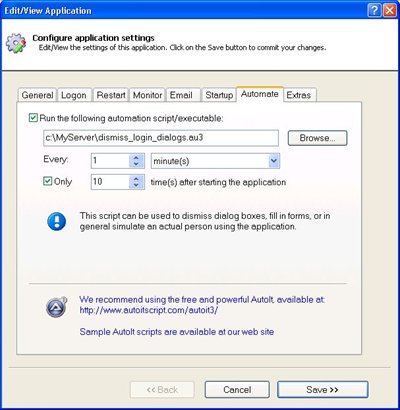 AlwaysUp configuration with AutoIt