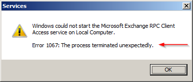 Windows Service Error 1067