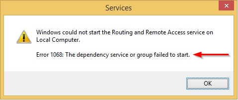 Windows Service Error 1068
