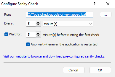 Configure the Google Drive sanity check