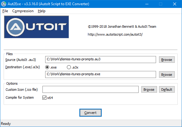 Convert your AutoIt script to an executable