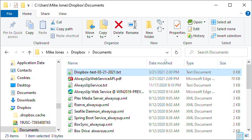 Create a new file in your Dropbox folder