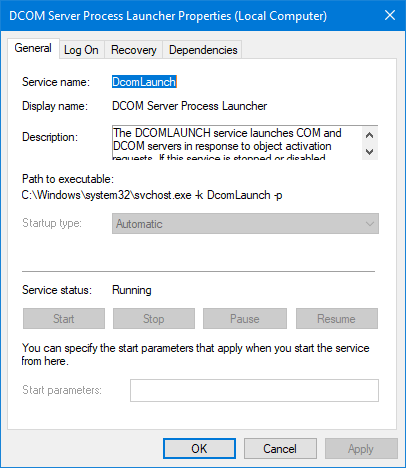 DcomLaunch Windows Service