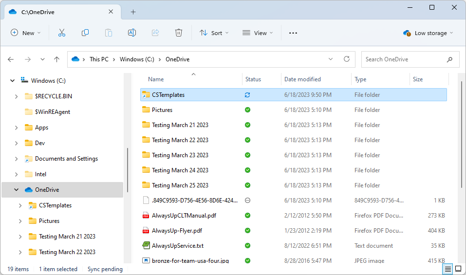 The directory junction in the OneDrive folder
