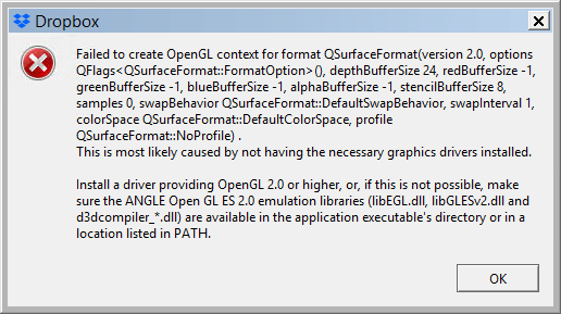Dropbox OpenGL Error