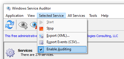 Enable service auditing