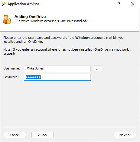 Enter your Windows credentials