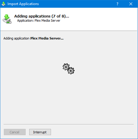 Import Applications: Adding Plex Windows Service
