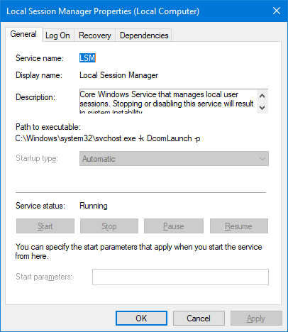 The Local Session Manager Windows Service
