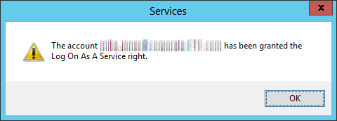 Log on as service granted
