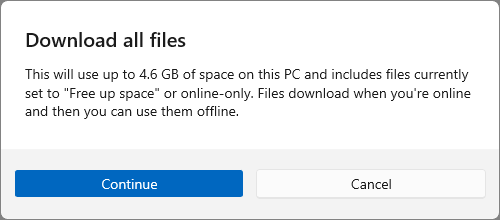 Confirm download all OneDrive files