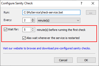 Service Protector: Configure Sanity Check