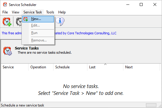 Service Scheduler: New Service Task