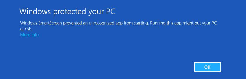 Windows SmartScreen Filter Warning Windows SmartScreen Filter Warning