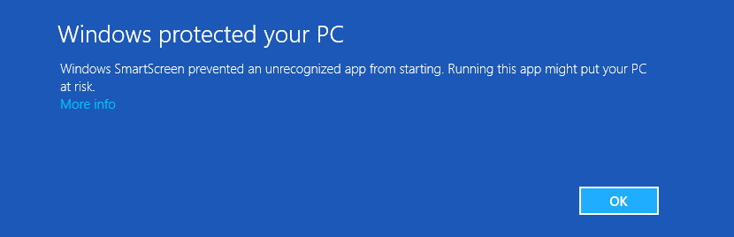 Windows SmartScreen Filter Warning