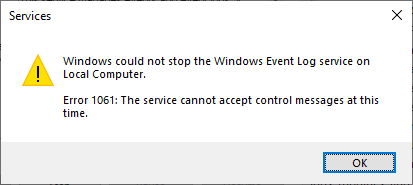 Error stopping the EventLog service