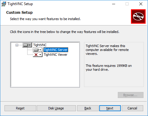 tightvnc disable server at startup