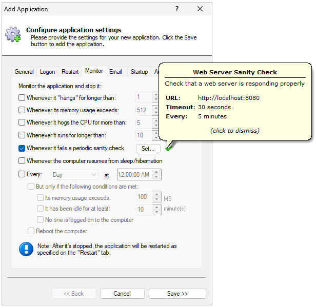 Web server sanity check summary (click to enlarge) Web server sanity check summary