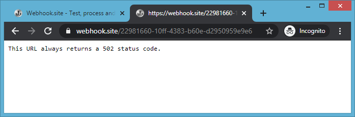 Check that the Webhook URL returns 502