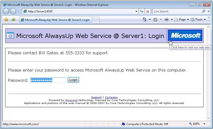 AlwaysUp Web Service branded