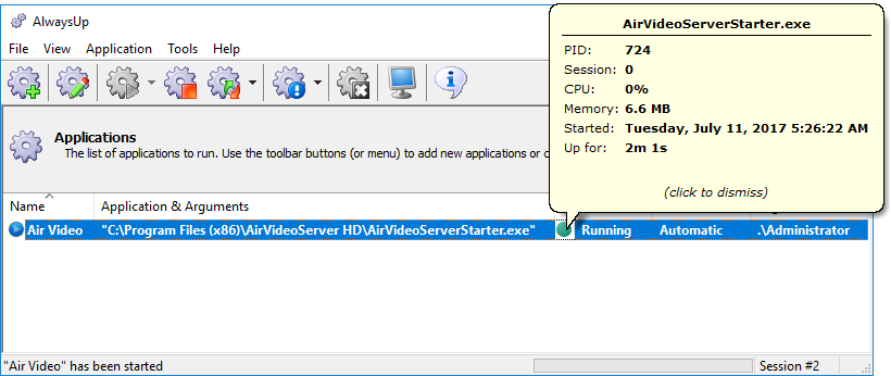 Air Video HD Windows Service: Running