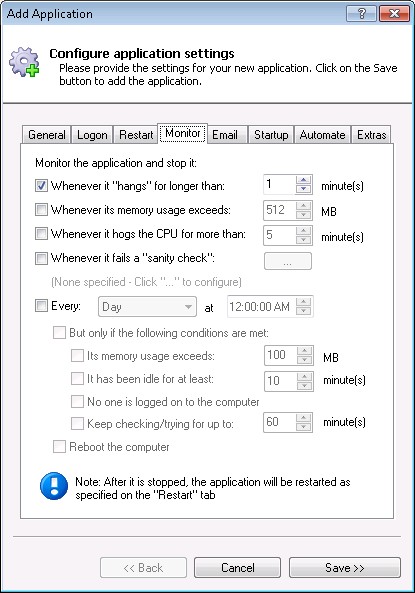 MetaTrader Windows Service: Monitor Tab