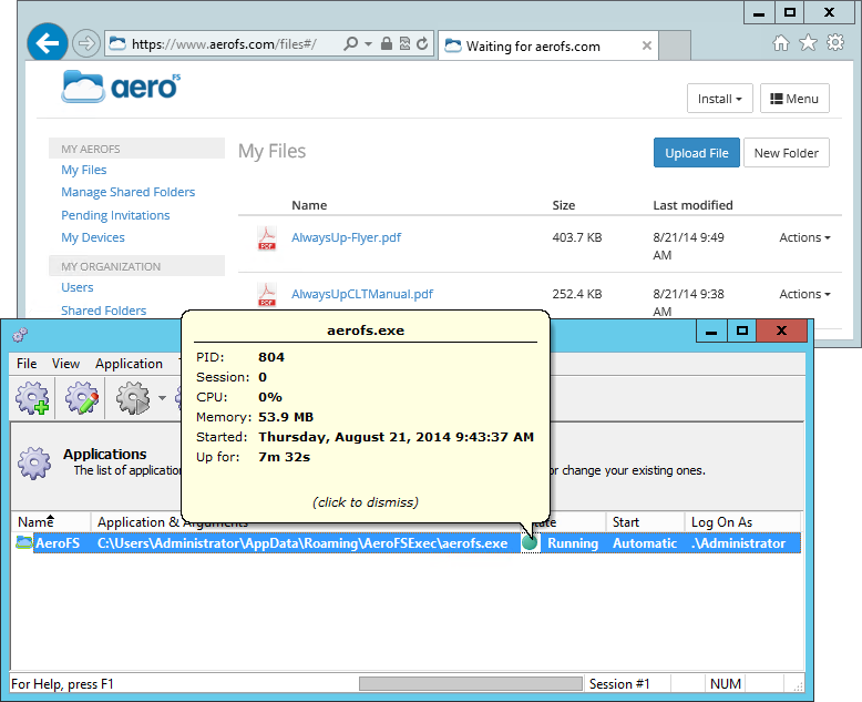 AeroFS Windows Service: Files Transferred