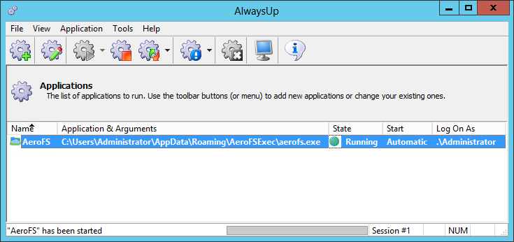 AeroFS Windows Service: Running