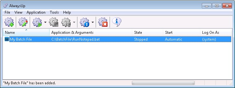 Batch File Windows Service: Created