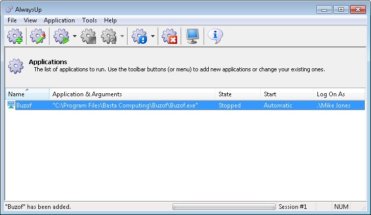 Buzof Windows Service: Created