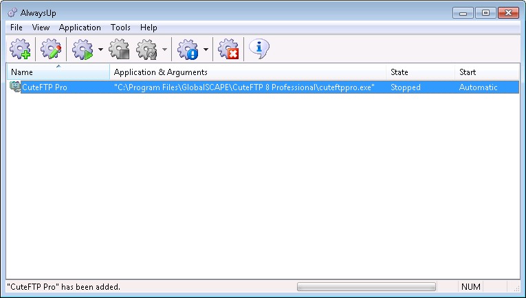 CuteFTP Windows Service: LogOn Tab