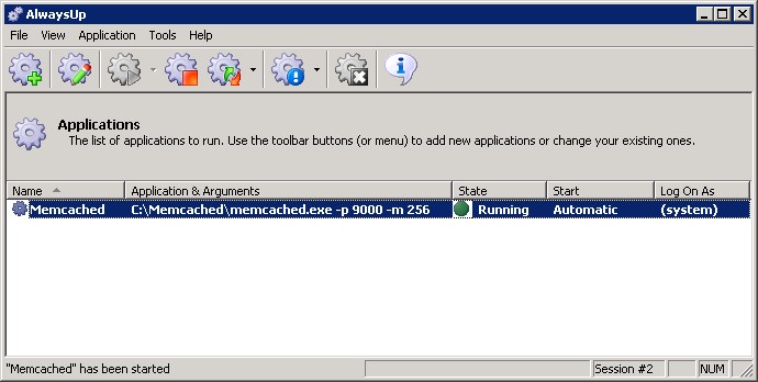 Memcached Windows Service: Running