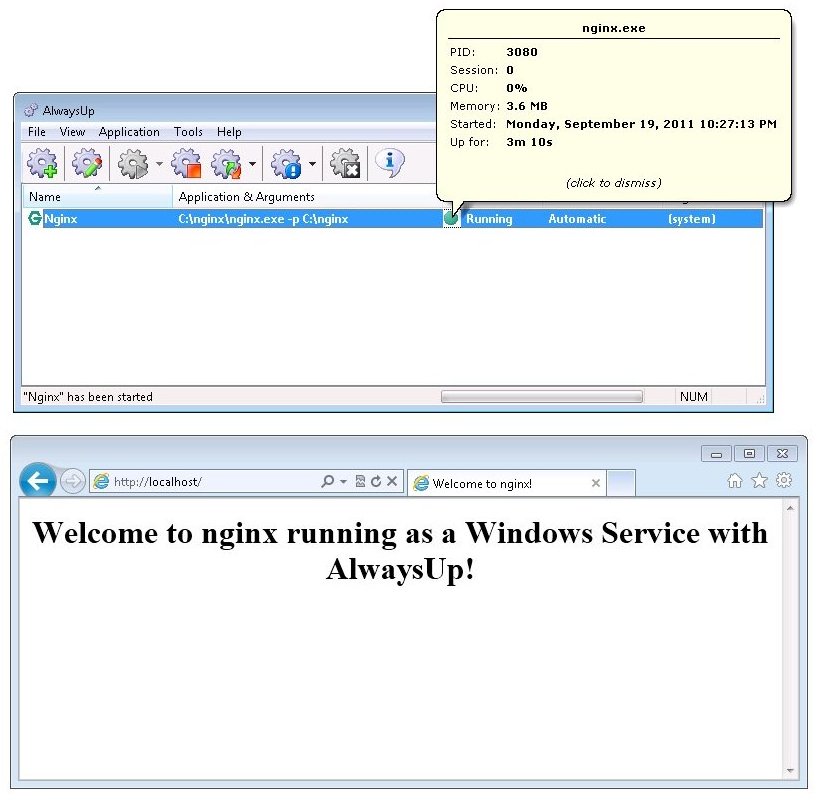 Nginx Windows Service: Running