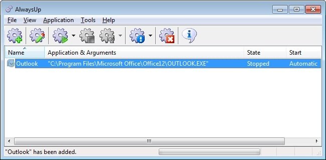 Outlook 2007 Windows Service: Created