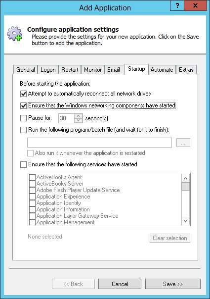 PuTTY Windows Service: Startup Tab