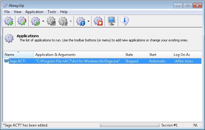 Sage ACT! Windows Service: Created