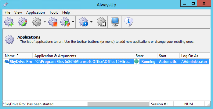 SkyDrive Pro Windows Service: Running