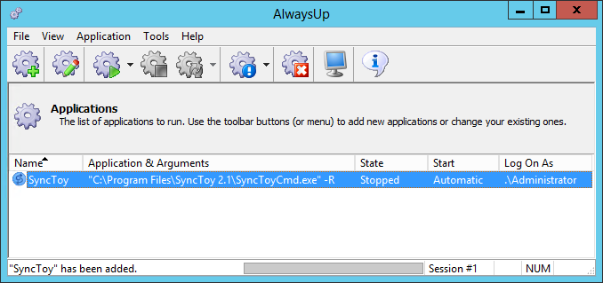 SyncToy Windows Service: Created