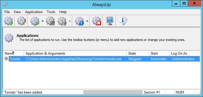 Tonido Windows Service: Created