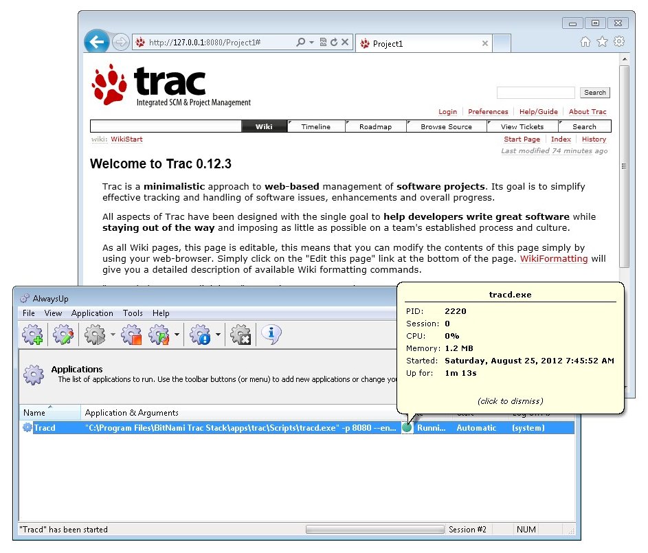 Tracd Windows Service: Running