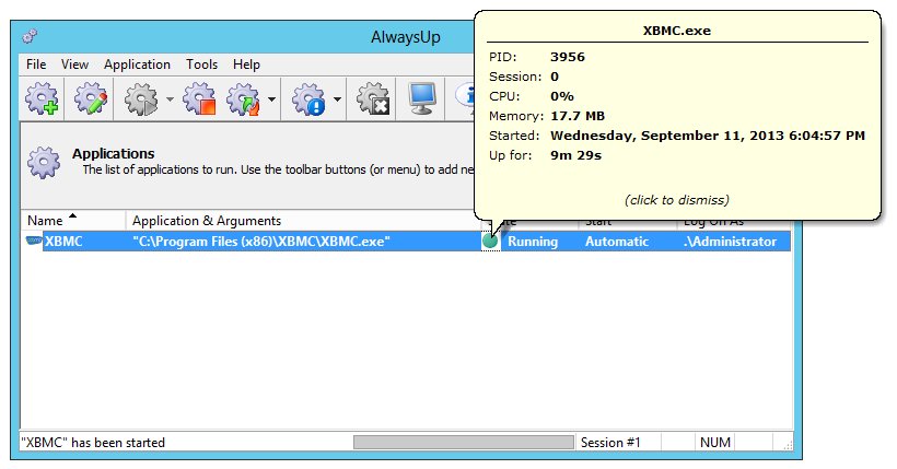 XBMC Windows Service: Running