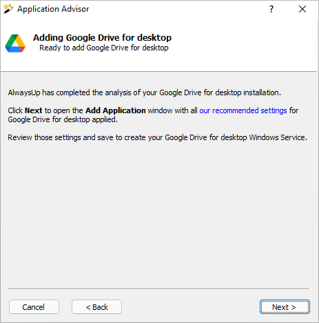 Application Advisor: Ready to add Google Drive