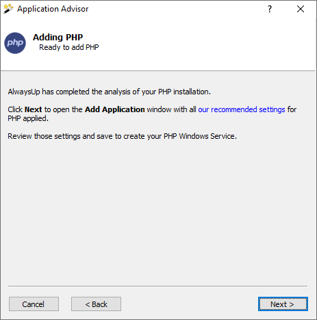 Application Advisor: Ready to add PHP