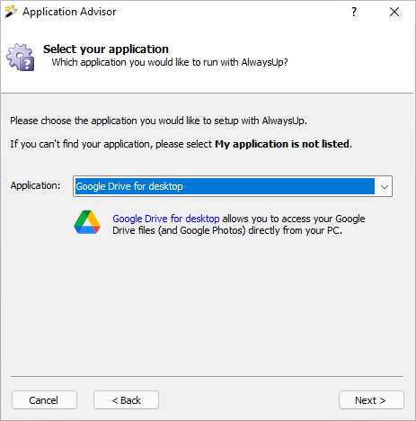 Application Advisor supports Google Drive for desktop