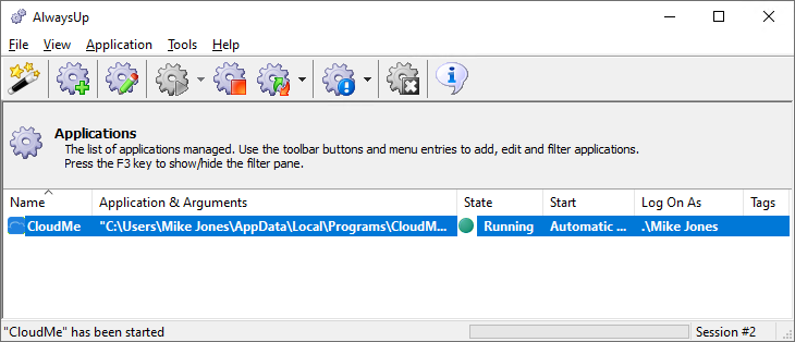 CloudMe Windows Service: Running