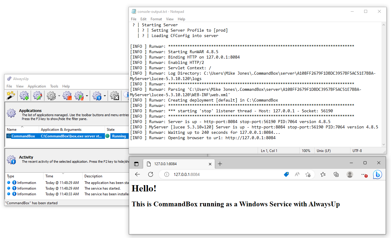 CommandBox Windows Service: Verified