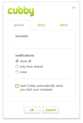 Cubby Settings Window: Disable auto start