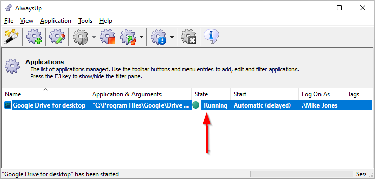 Google Drive for desktop Windows Service Running