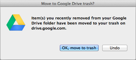 Google Drive Move to Trash Confirmation Prompt